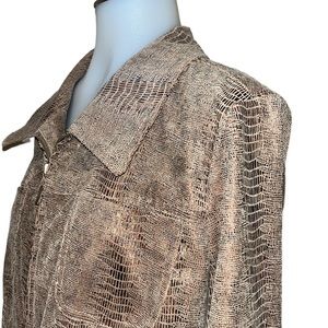 ERIN Tan/Brown Snakeskin Print Zip Jacket~sz M